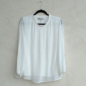 ZARA Sheer White Blouse Top Size XL
